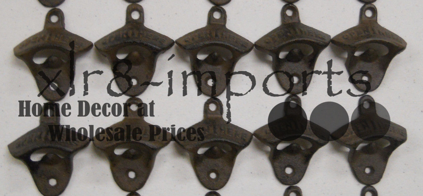10 Rustic Cast Iron Open Here Wall Mounted Beer Bottle Opener Soda Free Shipping