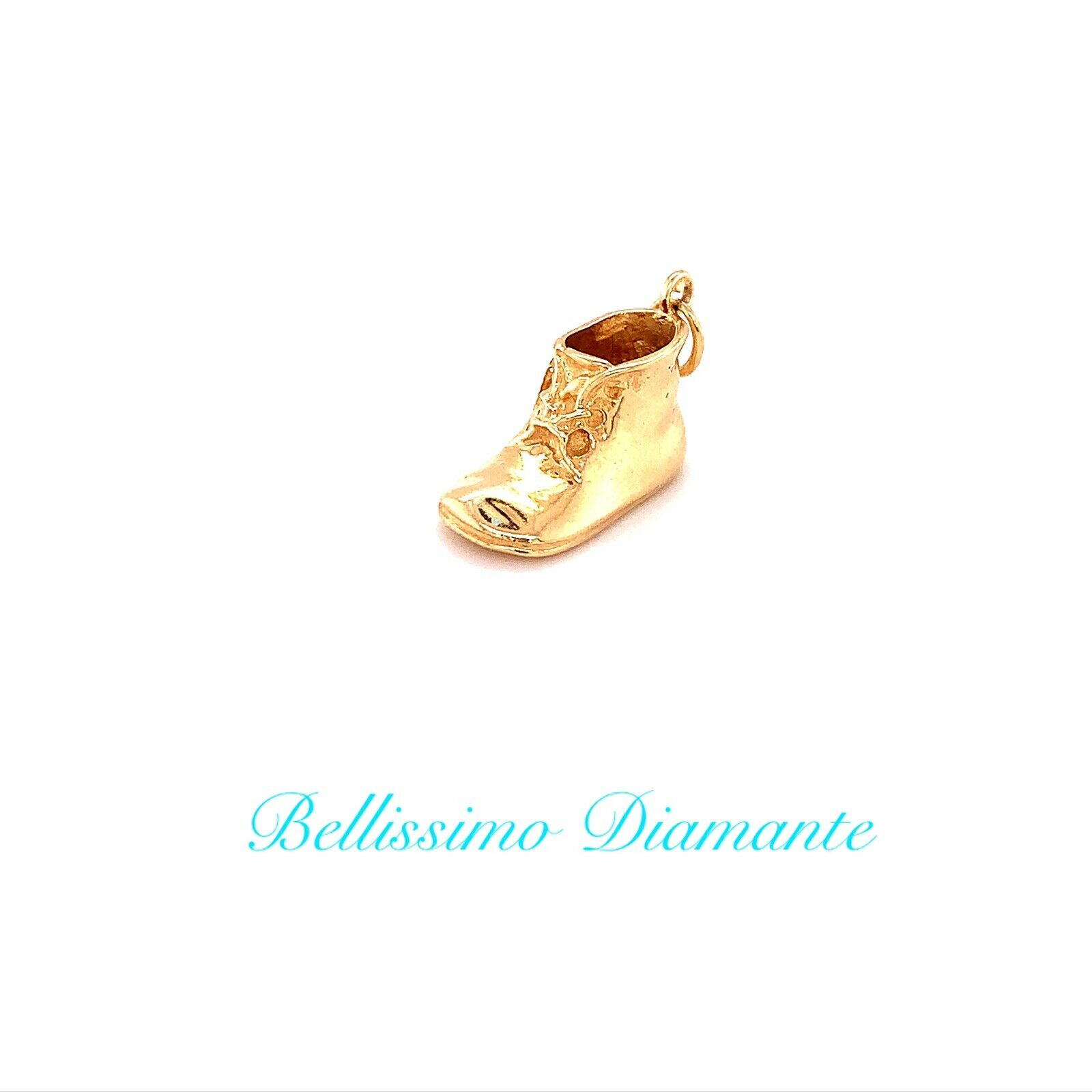 Vintage 14k Solid Yellow Gold 3d Baby Shoe Charm Pendant