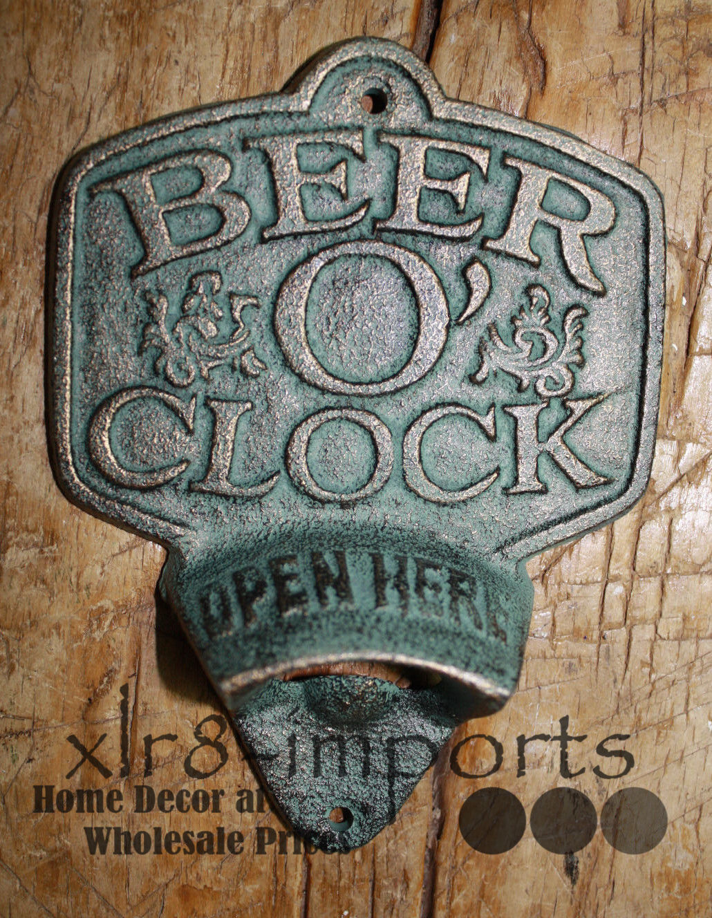 Cast Iron Beer O Clock Plaque Open Here Beer Bottle Opener Rustic Wall Mount